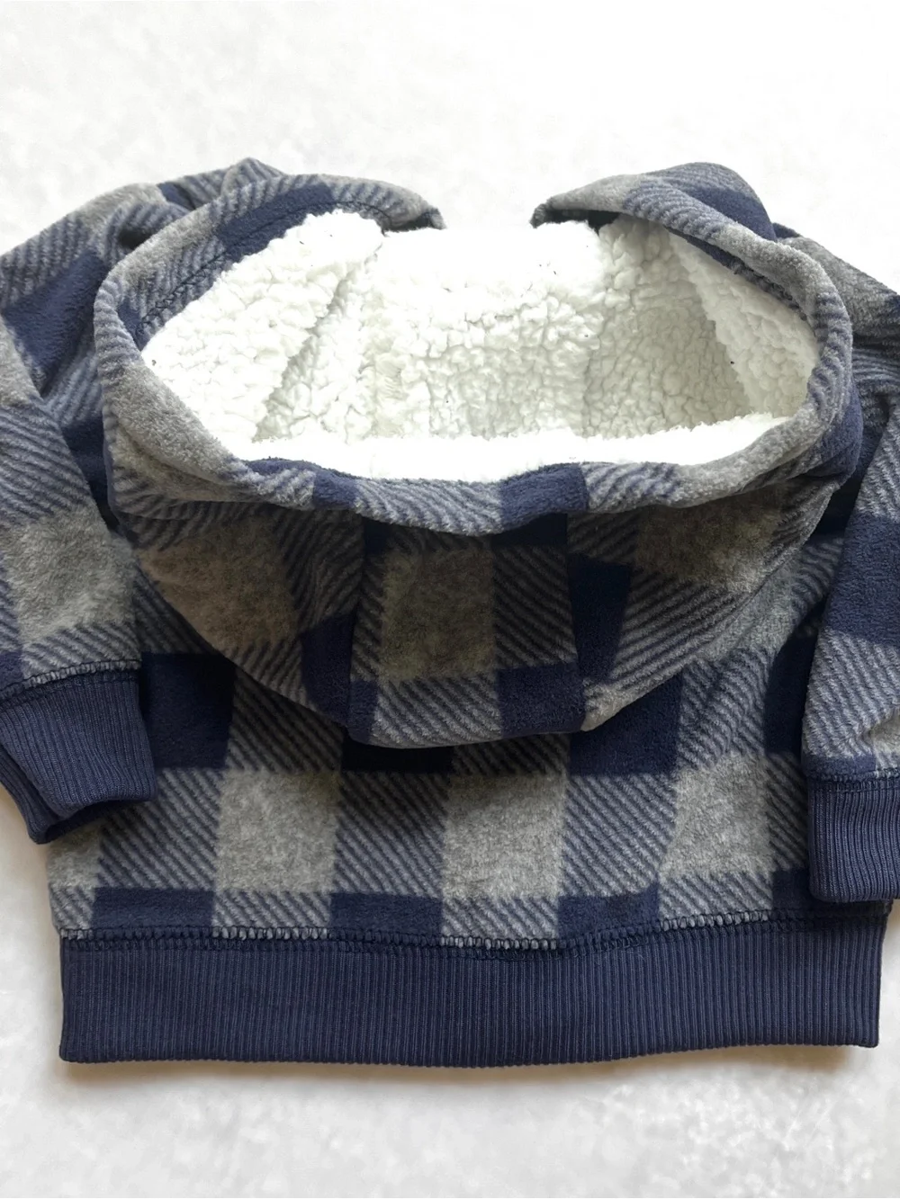 Wrangler Denim Jacket Gray Hooded 0-3M  & Carter’s Plaid Fleece Sherpa Hood 3M